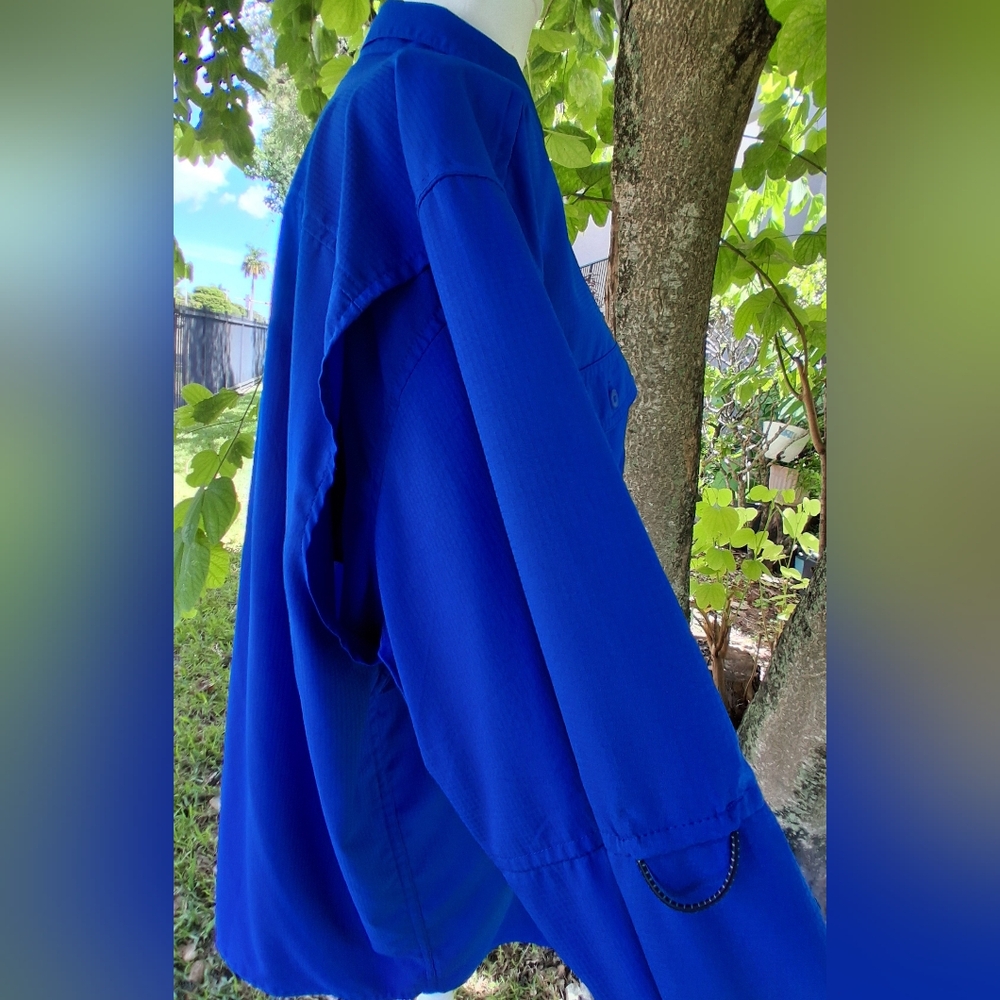🔥Columbia Omni Shade Long Sleeve Vented Fishing Shirt Royal Blue Mens XL - Picture 4 of 12